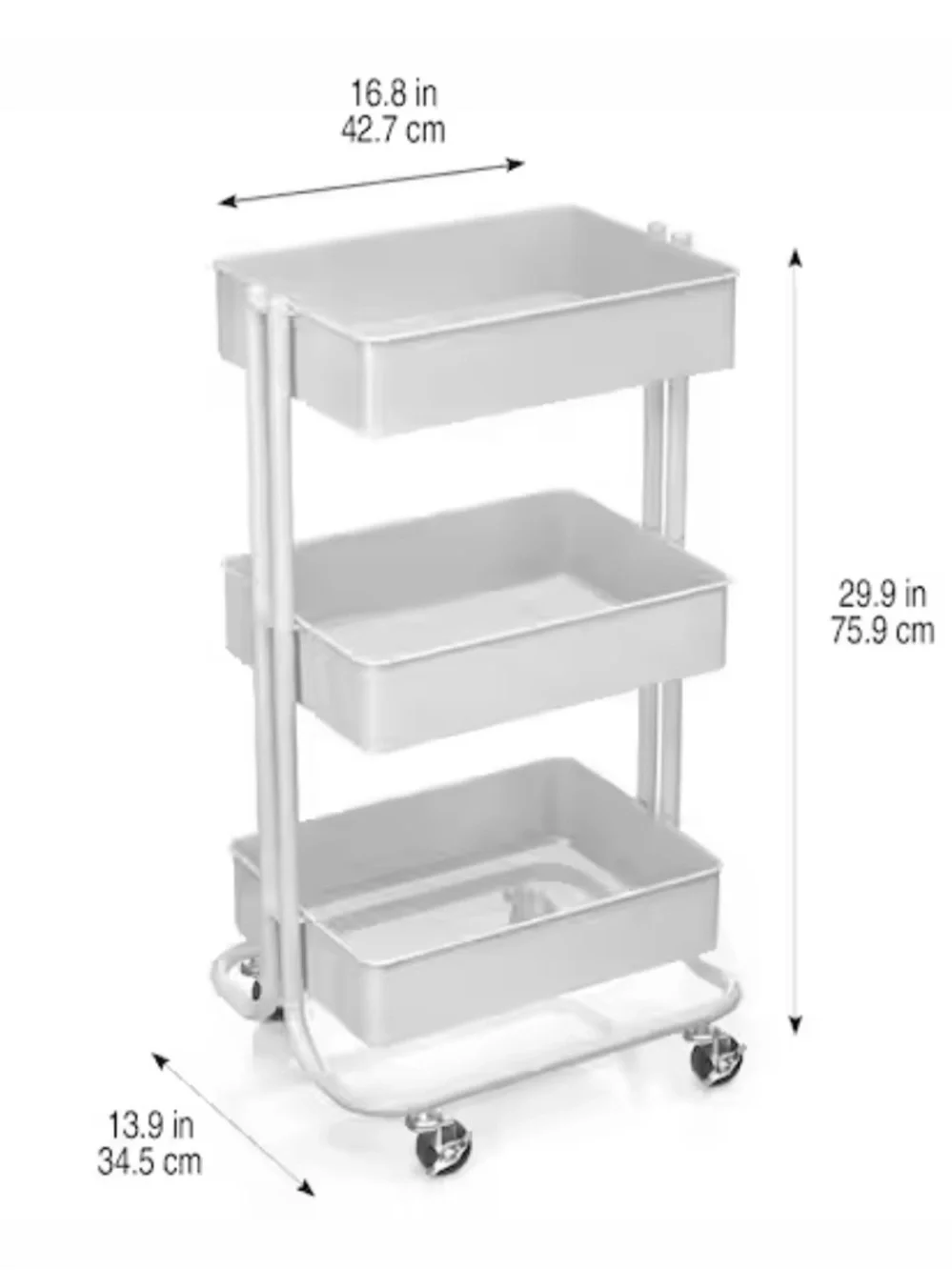 Lexington White 3-Tier Rolling Organizer Cart storage supplies party bar shelves - Picture 3 of 5